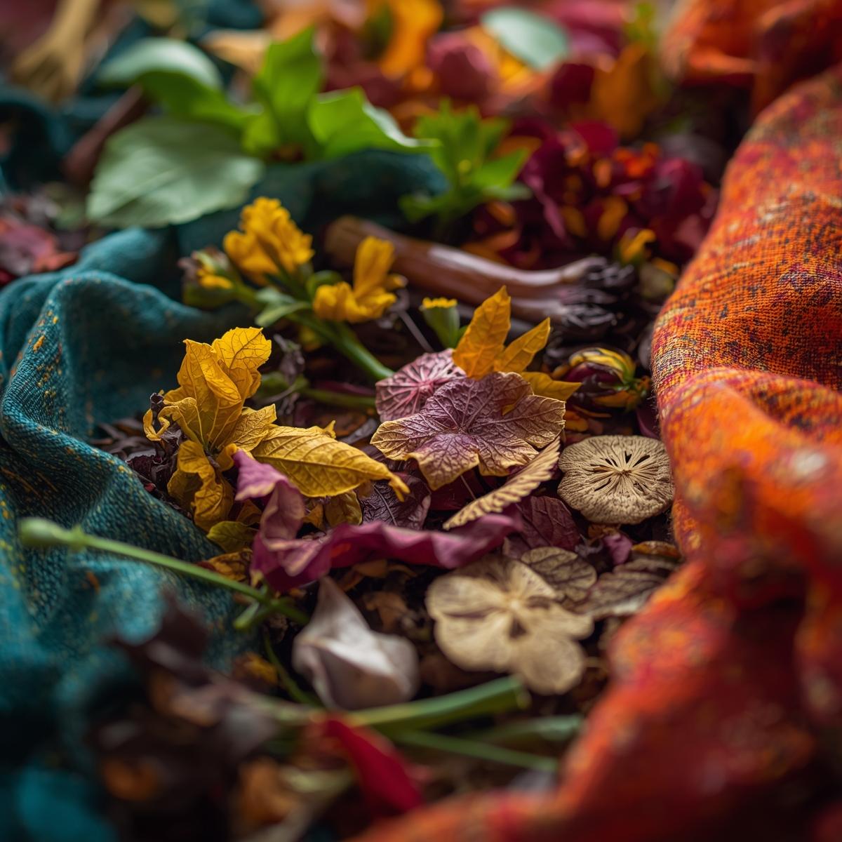 Fabric being dyed with fresh plant materials